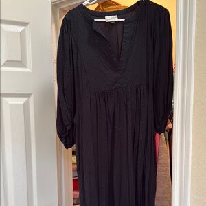 Universal Thread Black Pleated Sundress with Bishop Sleeves